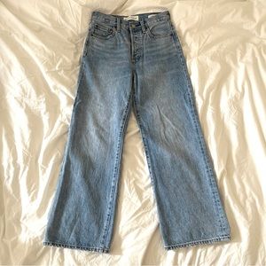 Denim Forum Farrah High Rise Wide Leg Jean 28L Picture This Blue 25